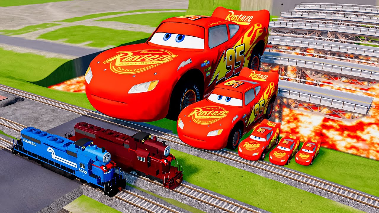 Big & Small Saw Wheels Lightning Mcqueen vs Trains Thomas vs Choo Choo Charles Eater | BeamNG.Drive