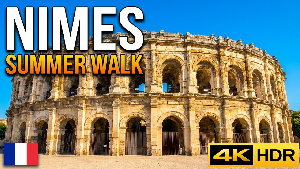 Nimes, France - Nimes city center walking tour - Nimes 4K UHD