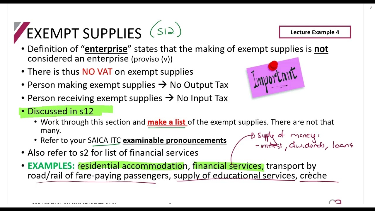 VAT: Part 1.4 - Types of transaction supplies