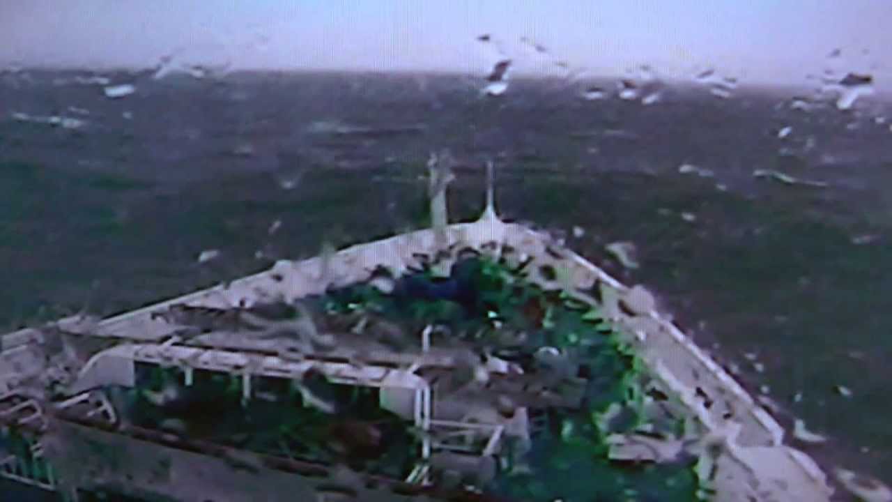 MV Discovery sails through a force 9-10 South Atlantic gale