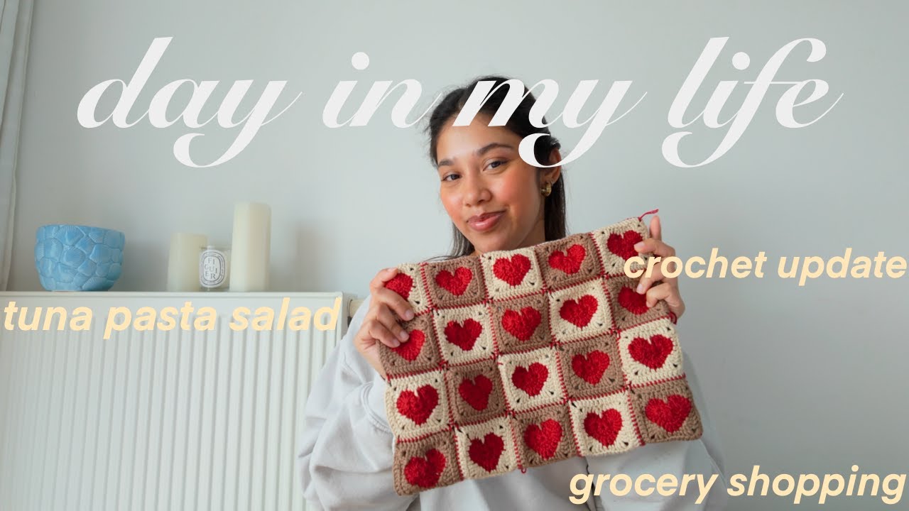 day in my life vlog | grocery shopping, crochet updates, tuna pasta salad recipe & more