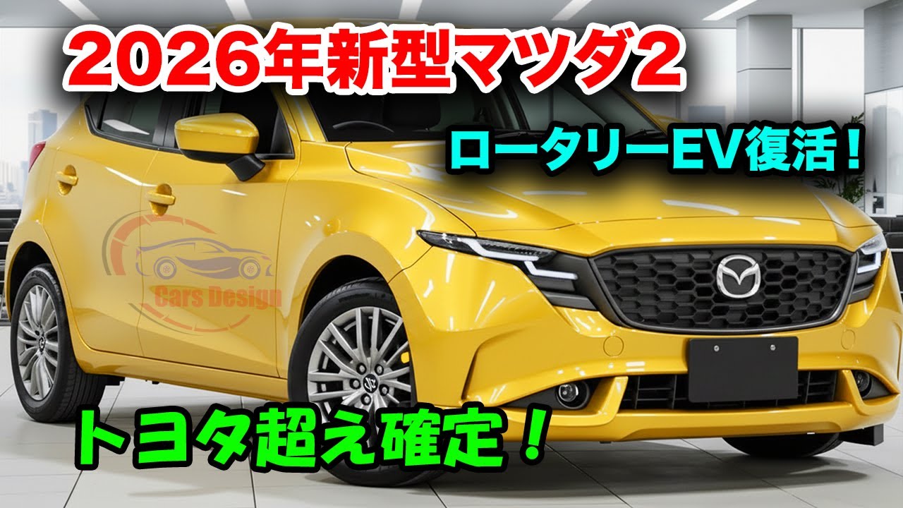 新型マツダ2フルモデルチェンジ2026年登場！ロータリーEV復活で170馬力、価格270万円の衝撃スペック公開！
