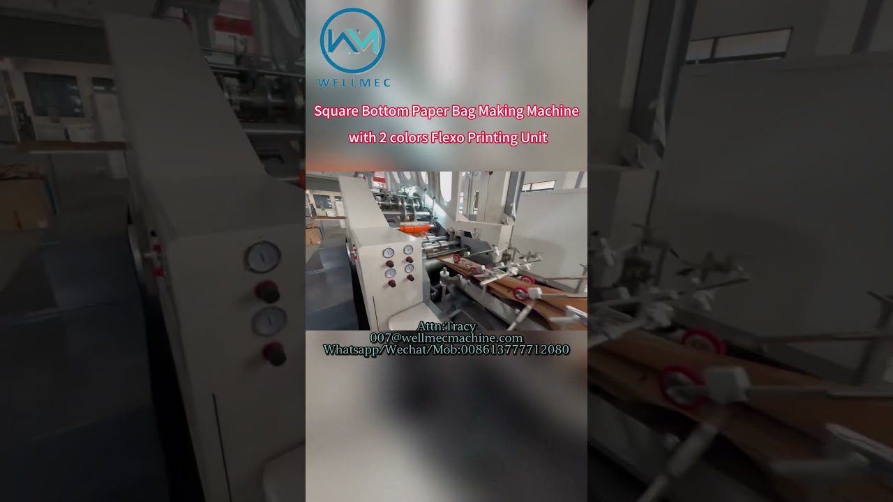 Square Paper Bag Making Machine Auto 680|2 Color Printing Online|Square Bottom Paper Bag Production