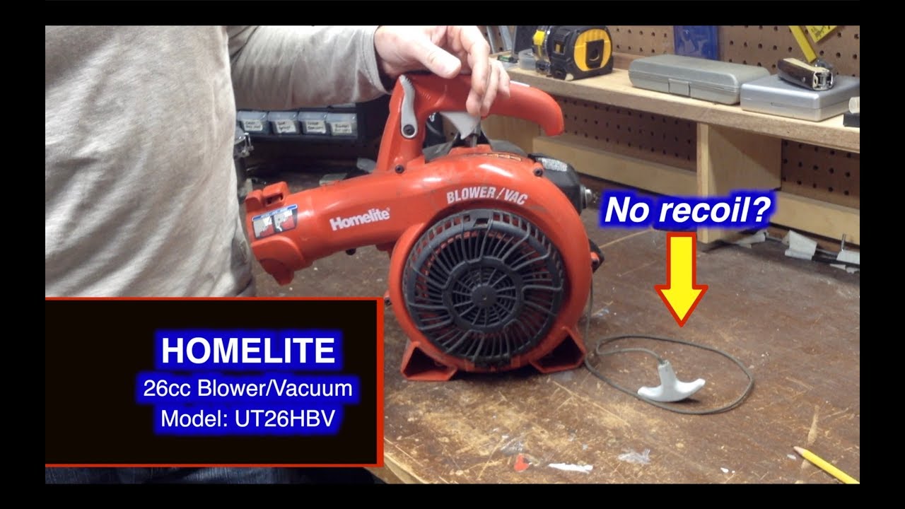 Ремонт пружины стартера пылесоса Homelite Blower — шнур не втягивается — Разборка