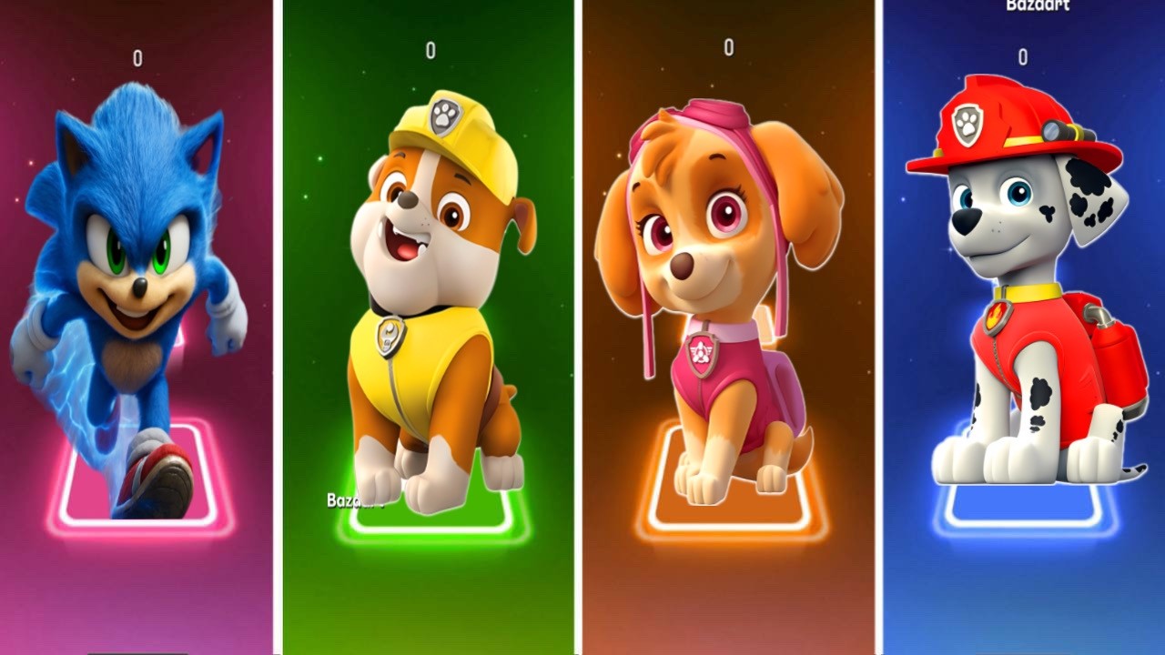Sonic Vs Paw patrul Rubble Vs Paw patrul Skye Vs Paw patrul Marshall Tiles hop Edm Rush🔥