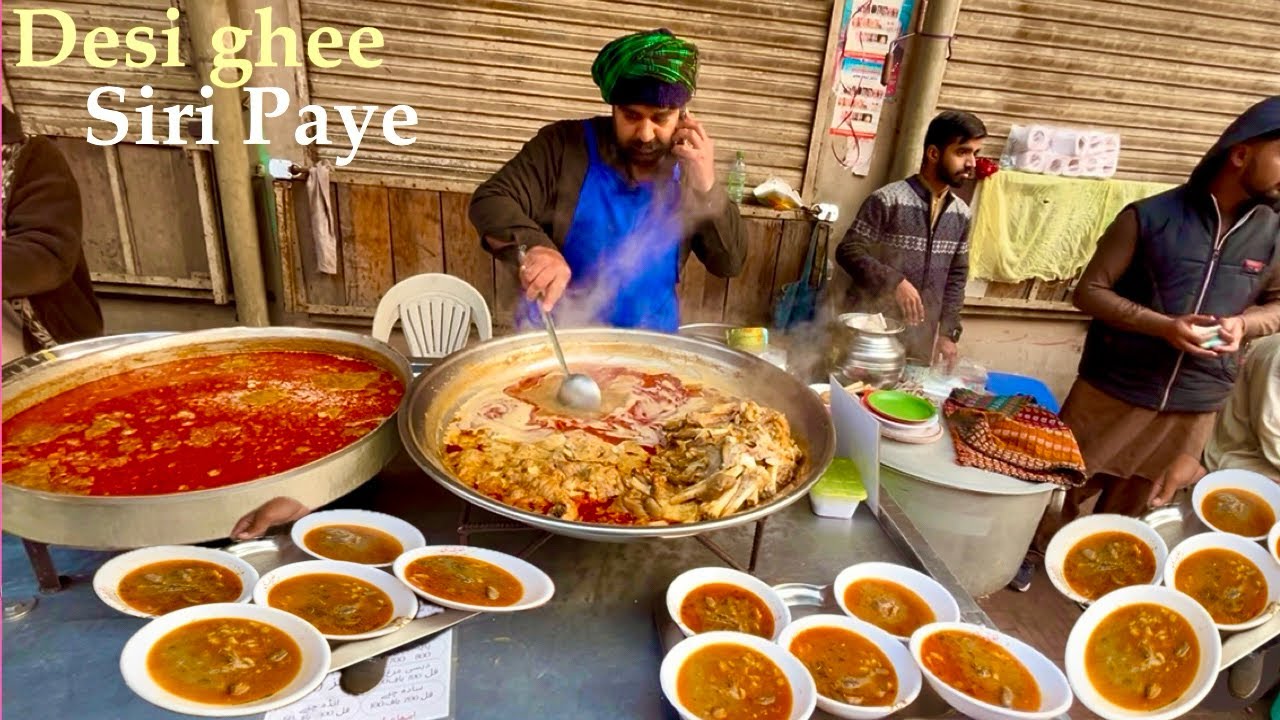 Popular Dehli Gate Siri Paye Breakfast - Khalifa G Siri Paye - Pakistan Street Food Desi Nashta