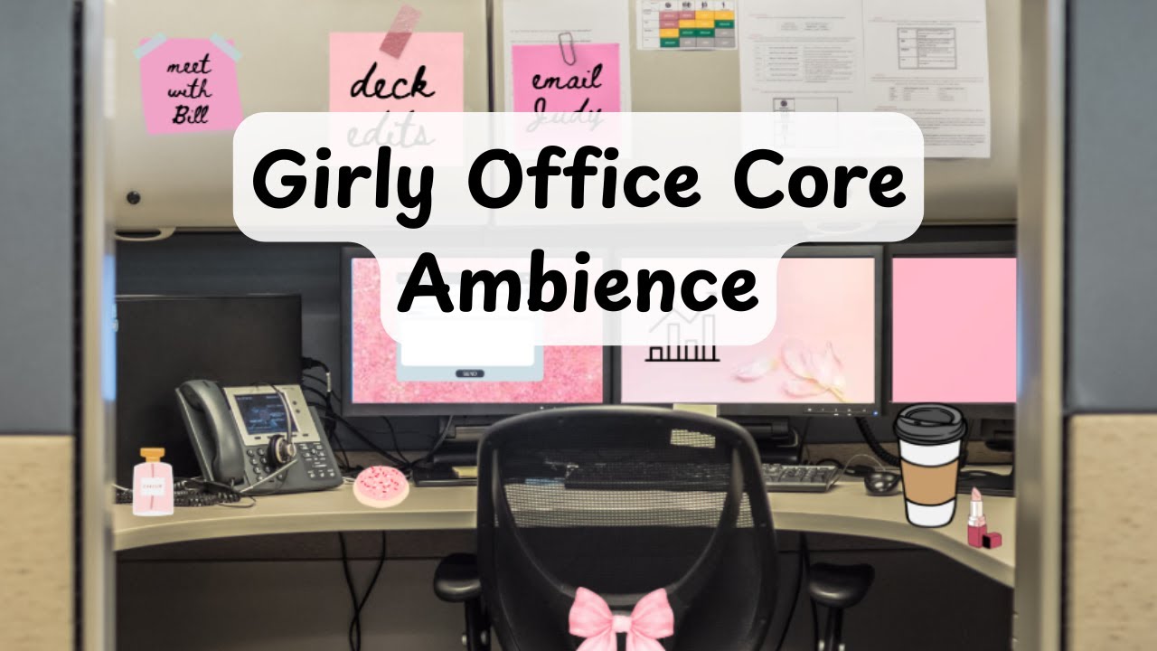 Pink Office Ambience | Cozy Workspace Sounds with Keyboard Typing ASMR