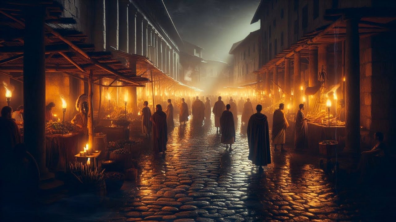 Ancient Roman Market at Night 🏛️ 3 HR Ambience for Sleep, Study, Relaxation | Music & Market Sounds