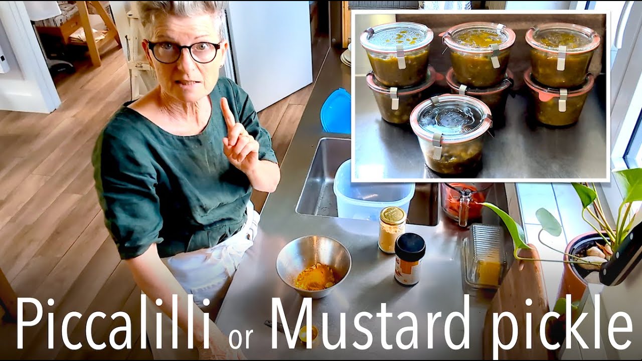 Homemade piccalilli | Mustard pickle | Preserving my homegrown gherkins, french beans & onions