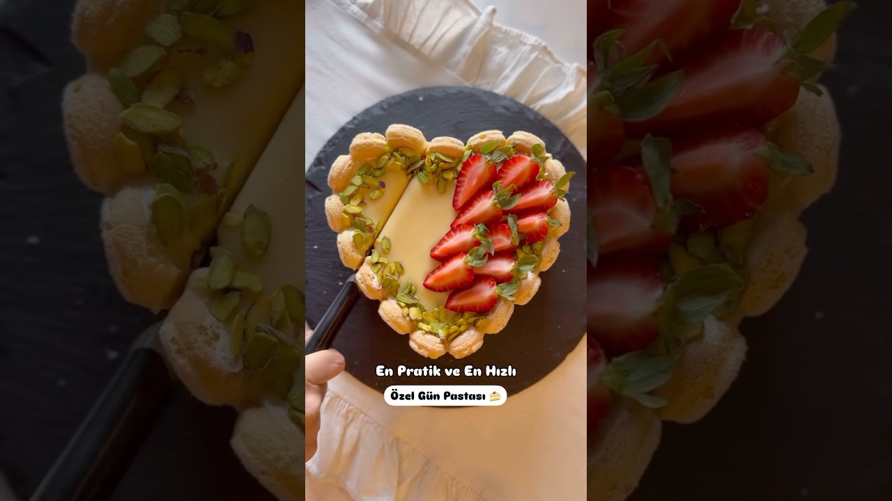 Yarım saatte &Ouml;zel G&uuml;n Pastası hazırla! Pratik Kedi Dili Pastası #sevgililerg&uuml;n&uuml; #valentine #yaşpasta