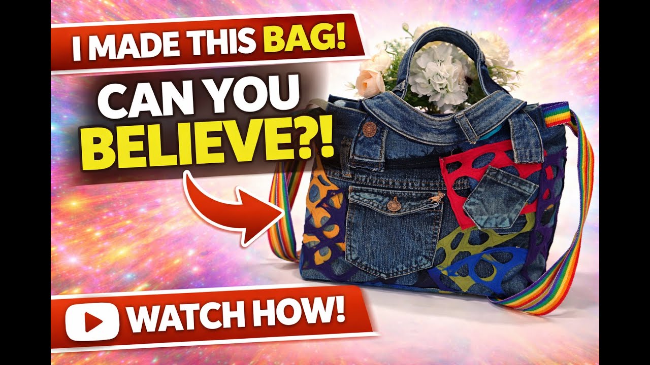DIY This Denim Shoulder Bag from OLD JEANS/Upcycle TUTORIALS #sewingtutorial #denim #bag #upcycle