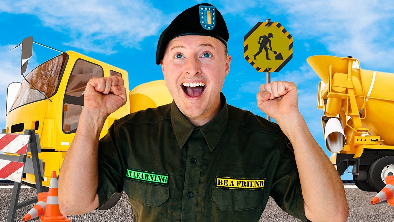 Lt Learning Watches a Concrete Pour || Construction Vehicles || Educational Videos for Kids