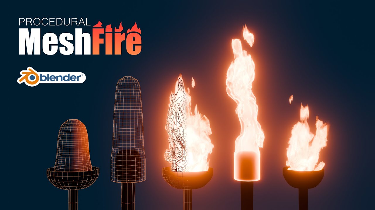 Procedural Mesh Fire - Blender Geometry Nodes modifier