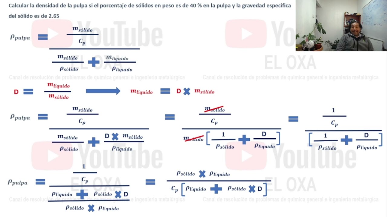 Determinar la densidad de la pulpa a partir del porcentaje de sólidos y gravedad específica