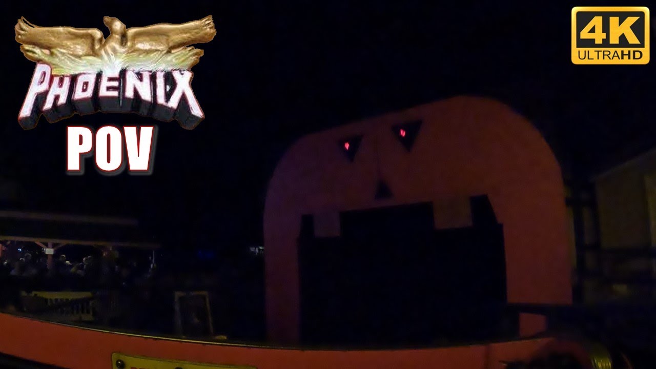 Phoenix POV (Front, 4K 60FPS, 2023 Night), Knoebels PTC Wooden Roller Coaster | Non-Copyright