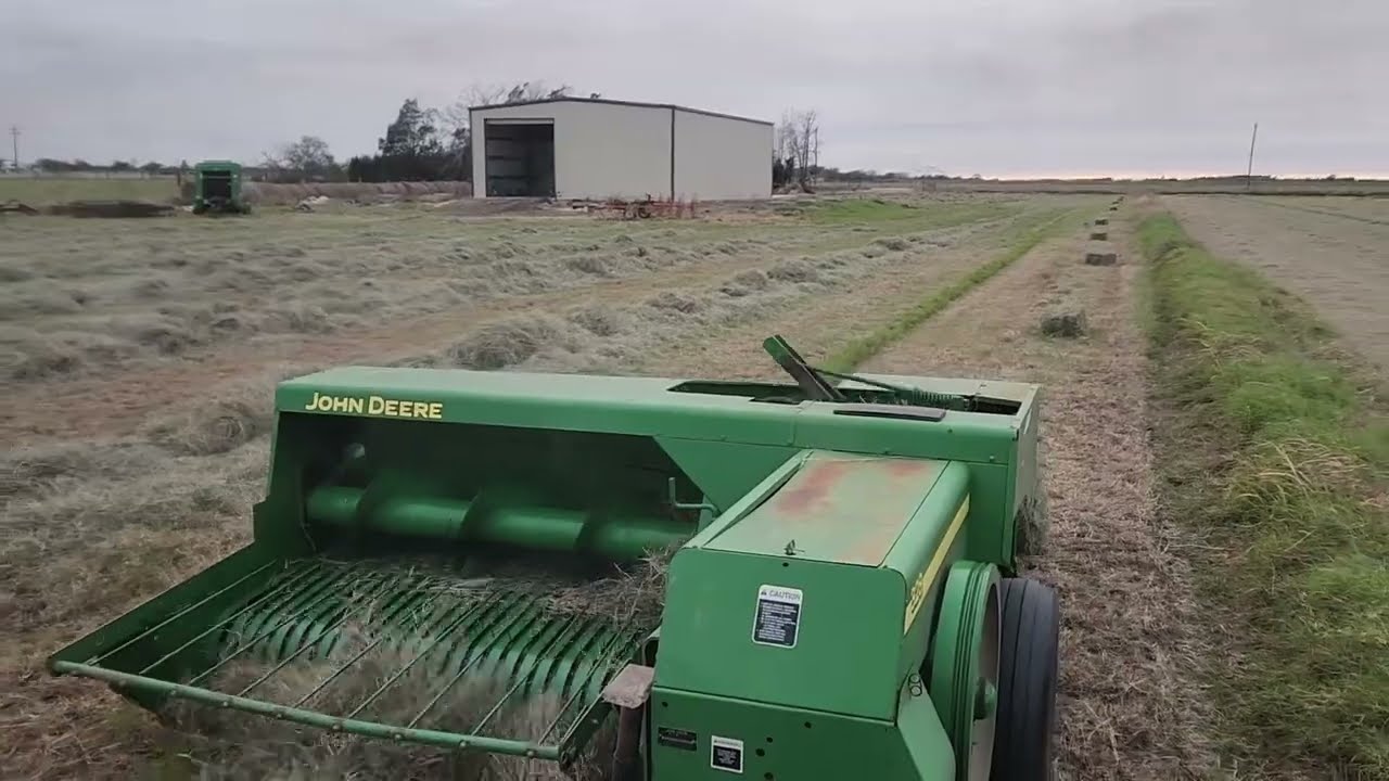 John Deere Square and Round Baler Working Hard.