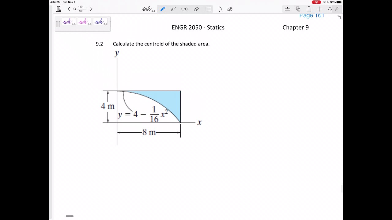 Statics - Centroid of a function example 2