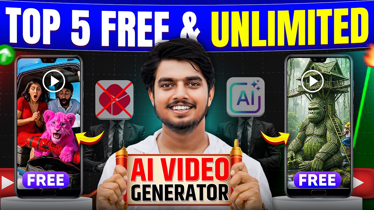 Top 5 FREE UNLIMITED AI Video Generator | ai video kaise banaye free mein |  Text-to-Video AI 2026
