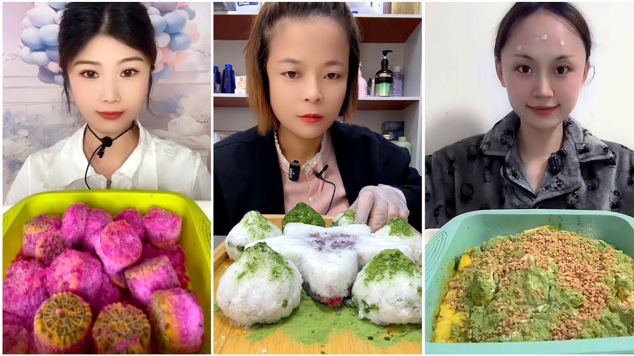 ASMR ICE EATING with MATCHA and MILK POWDER with PASSION FRUIT 