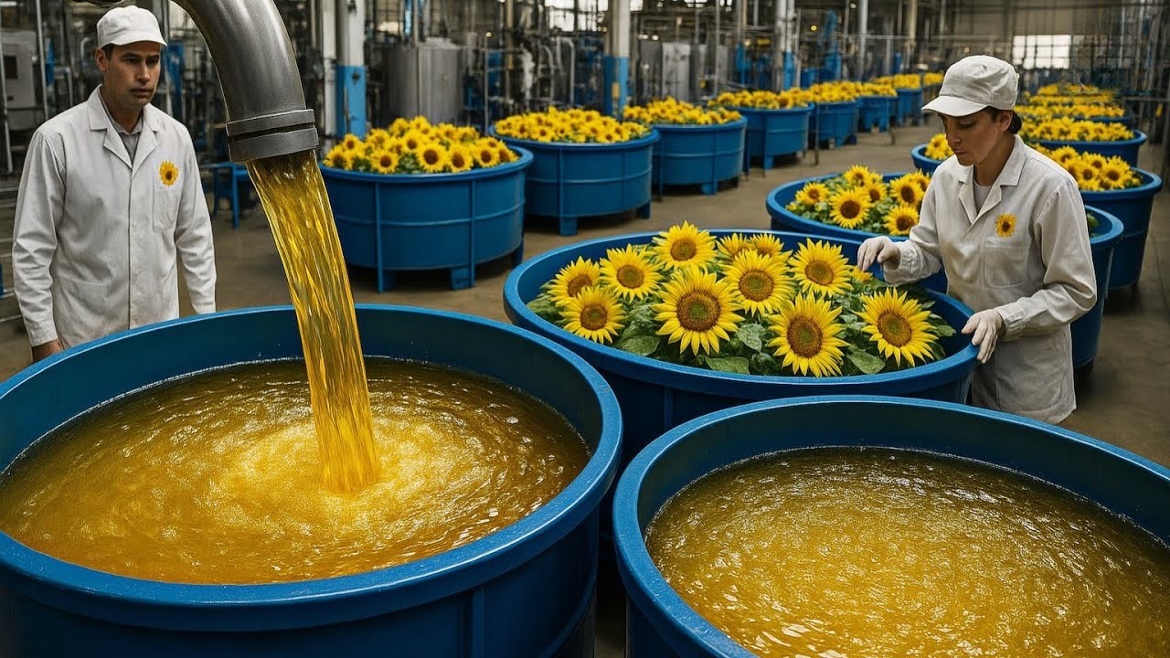 Como o ÓLEO DE GIRASSOL é feito - Processo Industrial