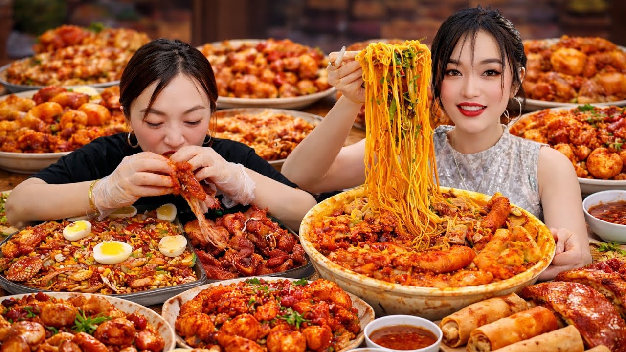 Extreme Spicy Noodles & Chinese Food Feast 🔥 Giant Mukbang ASMR Eating Show