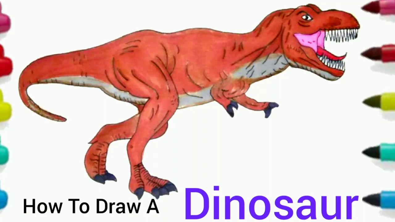 How To Draw  A Dinosaur / Roaring Dinosaur Step By Step | Cartooning cute drawings