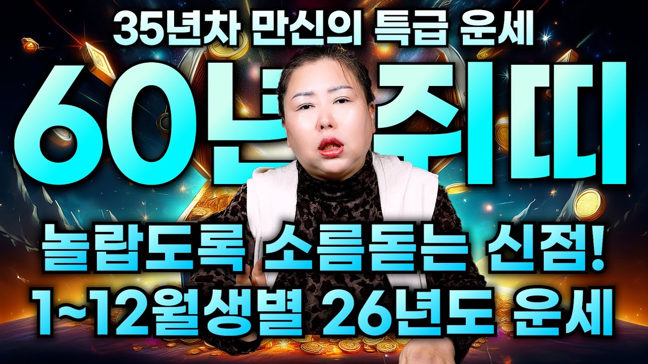 1960년 66세 경자생 쥐띠 운세의 모든 것 / 60대에 쳐박혔던 운세가 26년 ''0월'에 대반전, 대역전극에 들어간다! 말년운이 최고인 경자생은 몇 월생?