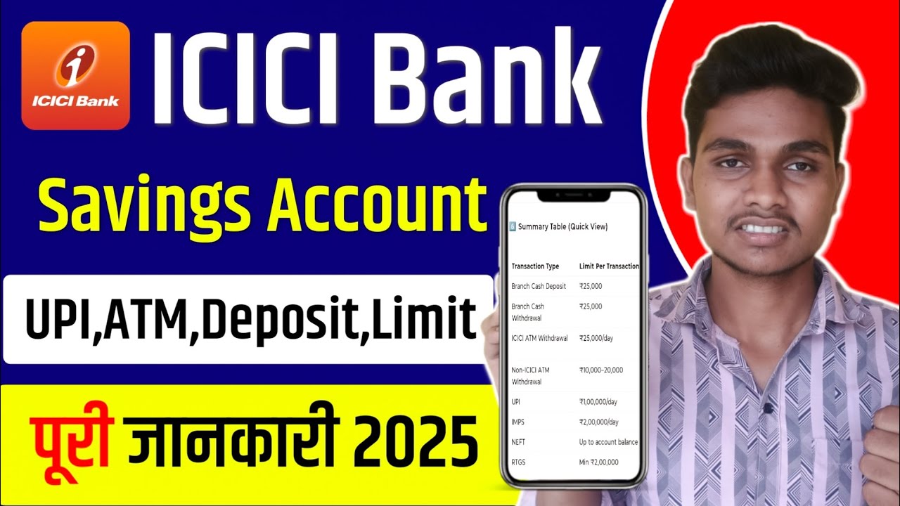 Icici Bank Saving Account Limit | Icici Bank Saving Account Transaction limit | Icici Bank UPI limit