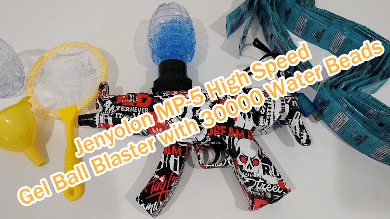 Jenyolon MP-5 High Speed Gel Ball Blaster with 30000 Water Beads Unboxing, Tutorial, Full Review