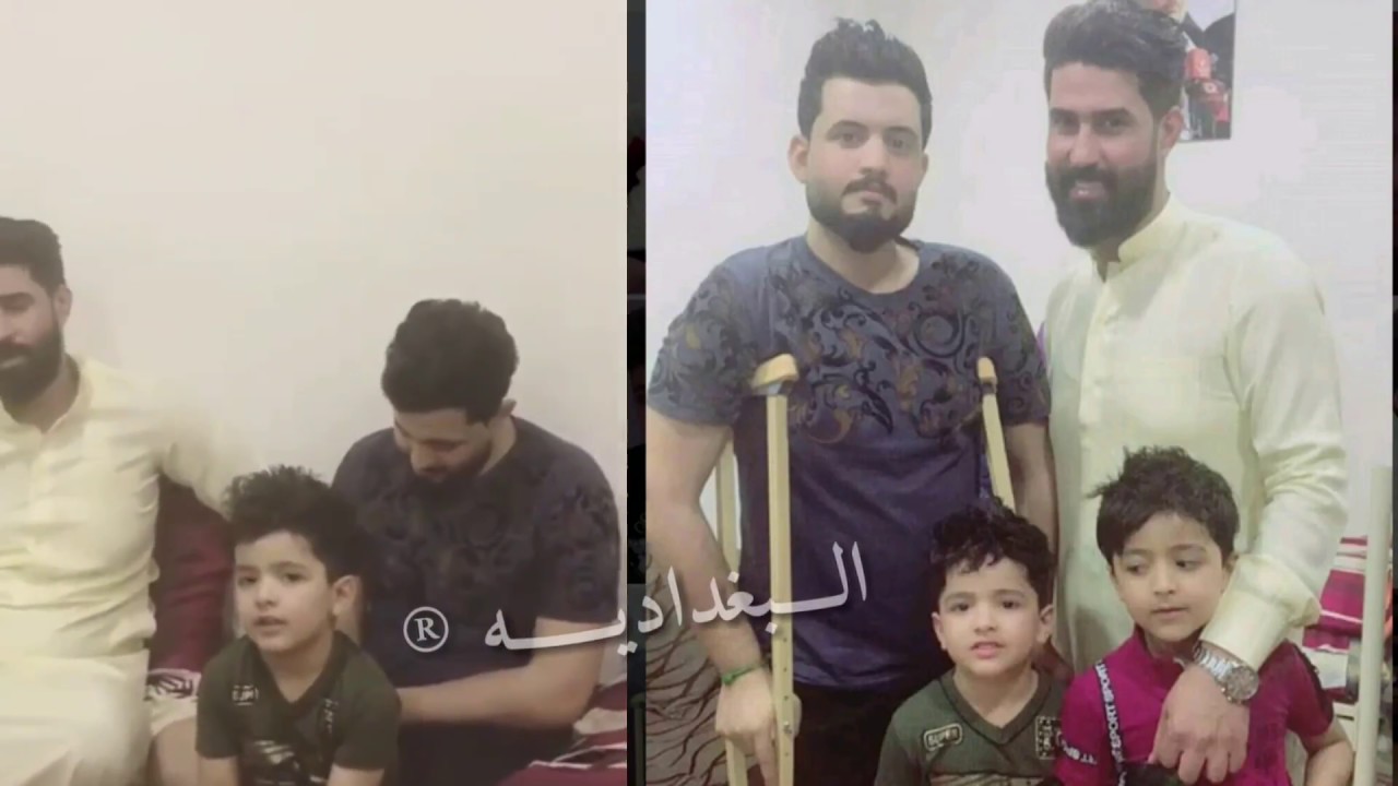 احمد الساعدي في بيت بهاء الحمراني بعد بتر قدمه اليسرۍ💔