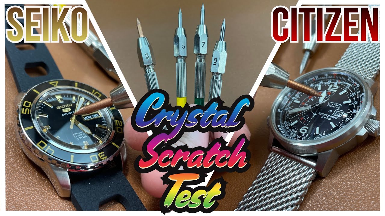 ТЕСТ НА ЦАРАПИНЫ!!! — Стекло Seiko Hardlex против стекла Citizen Mineral! Какое поцарапается перв...