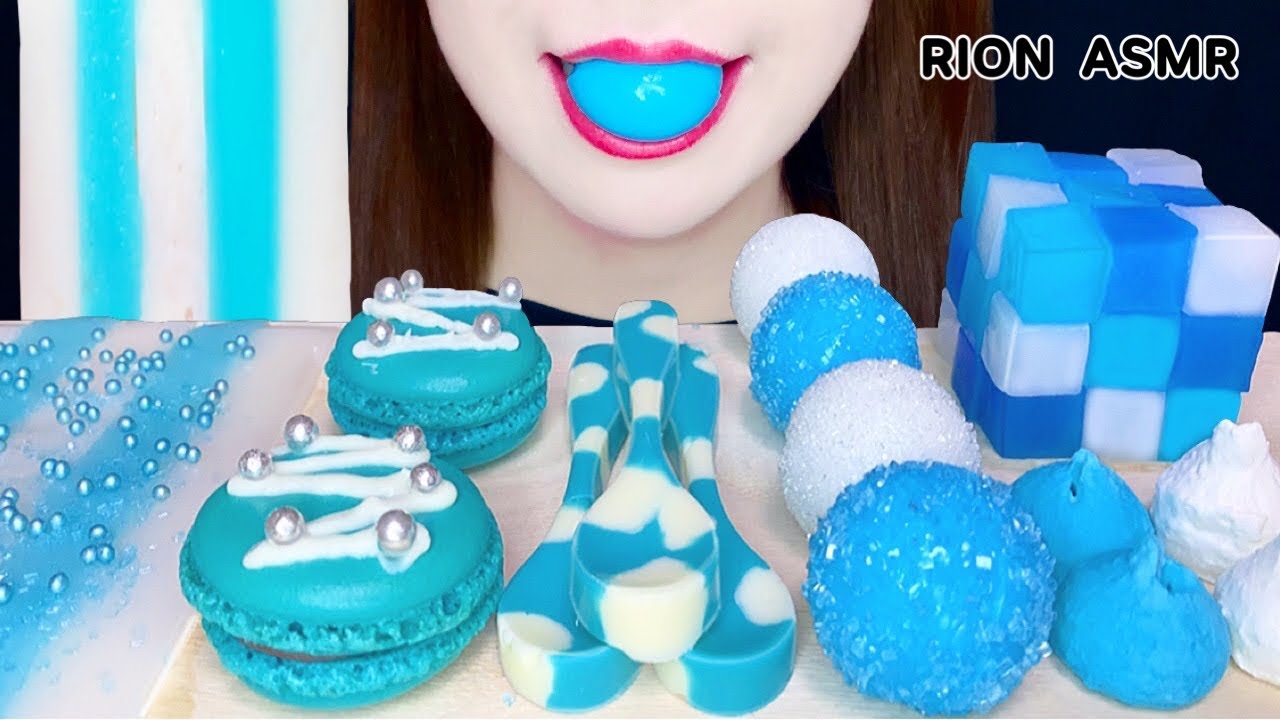 【ASMR】【咀嚼音 】SKYBLUE DESSERTS 水色のデザート MUKBANG 먹방 食べる音 EATINGSOUNDS NOTALKING PLANET GUMMI SPOON