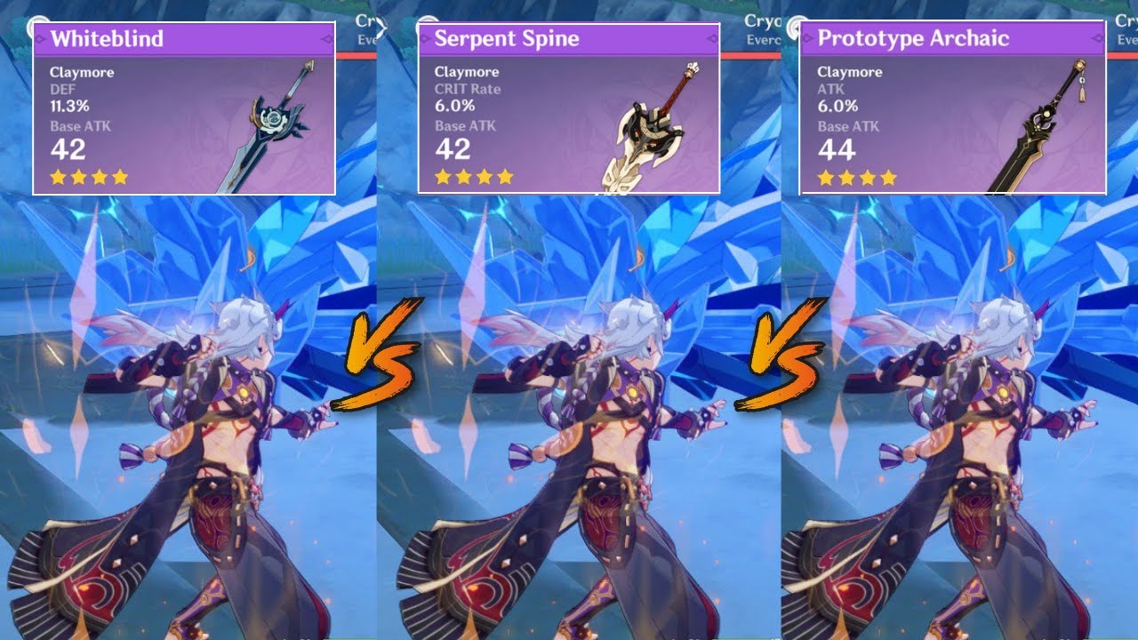 C0 Araraki Itto Weapon Comparison | R1 Whiteblind VS R1 Serpent Spine VS R1 Archaic [Genshin Impact]