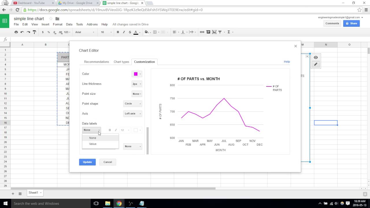 Add data labels to graph - Google sheets video26