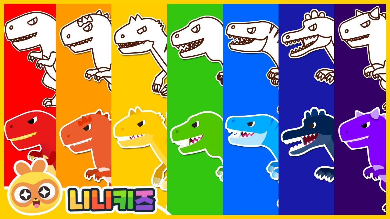 What color is the dinosaur? | Rainbow carnivorous dinosaur |  Drawing | T-Rex? Spinosaurus? NINIkids