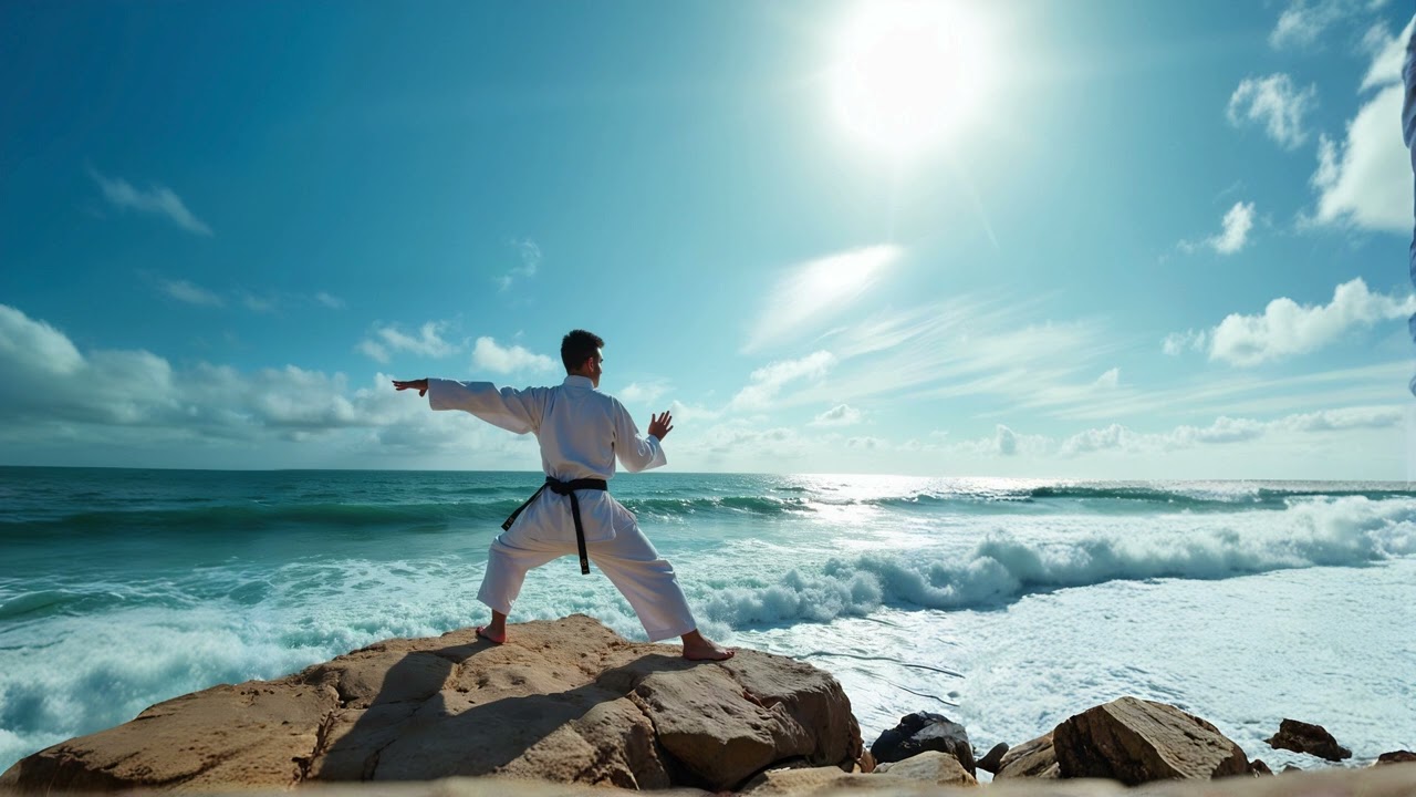 🥋💥 Taekwondo Power | Epic Martial Arts Demo Music 🎵 for High-Speed Kicks 🦵 & Cliffside Training 🌊