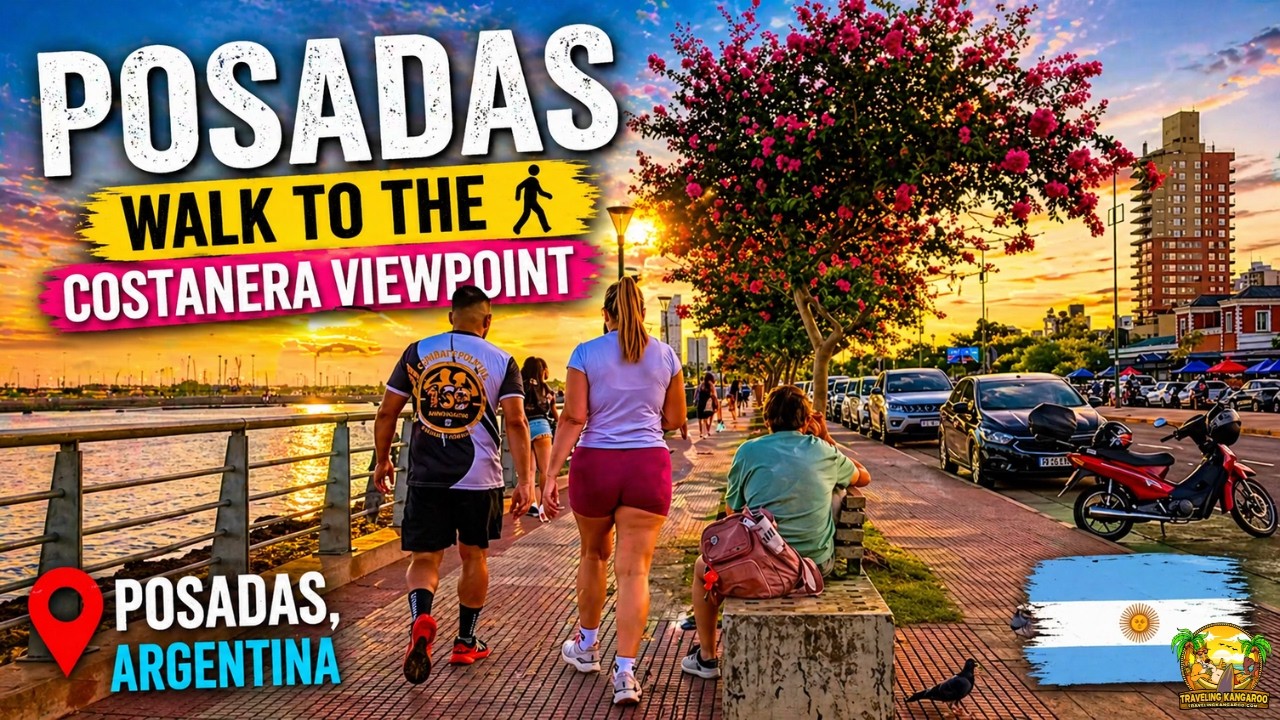 Posadas Walk to the Costanera Viewpoint | Argentina Walking Tour in 4K
