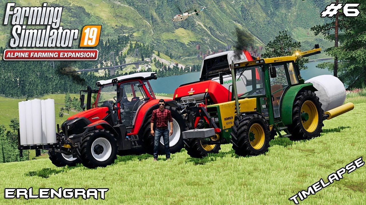 Making silage grass bales with @kedex | Animals on Erlengrat | Farming Simulator 19 | Episode 6