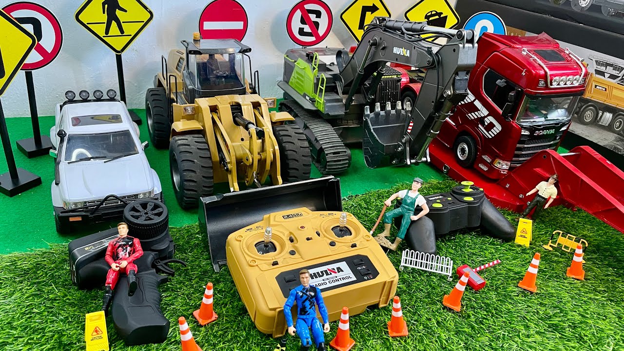 RC #27 R/C truck konstruksi, dump truck huina, truck trailer, truk molen, excavator, rc loader huina