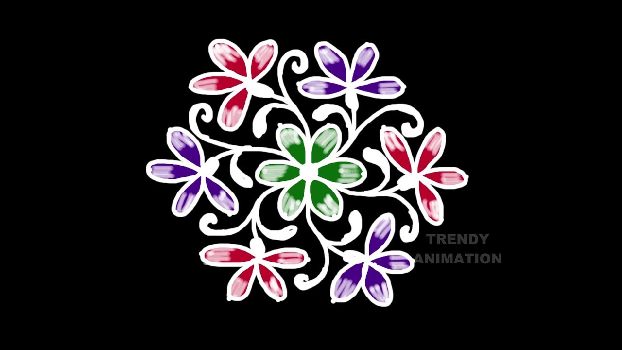 2019 basic beginners rangoli design 7*4dots with colors | rangoli for beginners | muggulu |