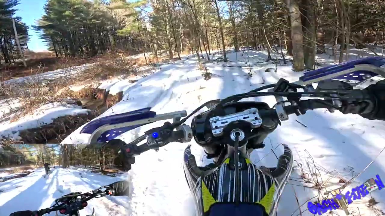 Dirt bike riding in the snow! - Studded tires - AWD dirt bike - yz250fx @CHRISTINIAWD