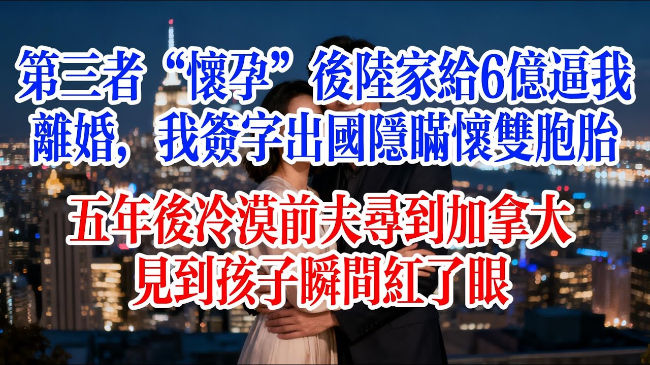 第三者“懷孕”後陸家給6億逼我離婚，我簽字出國隱瞞懷雙胞胎，五年後冷漠前夫尋到加拿大見到孩子瞬間紅了眼#故事頻道 #爱情故事 #情感故事 #出軌 #婚姻 #小说