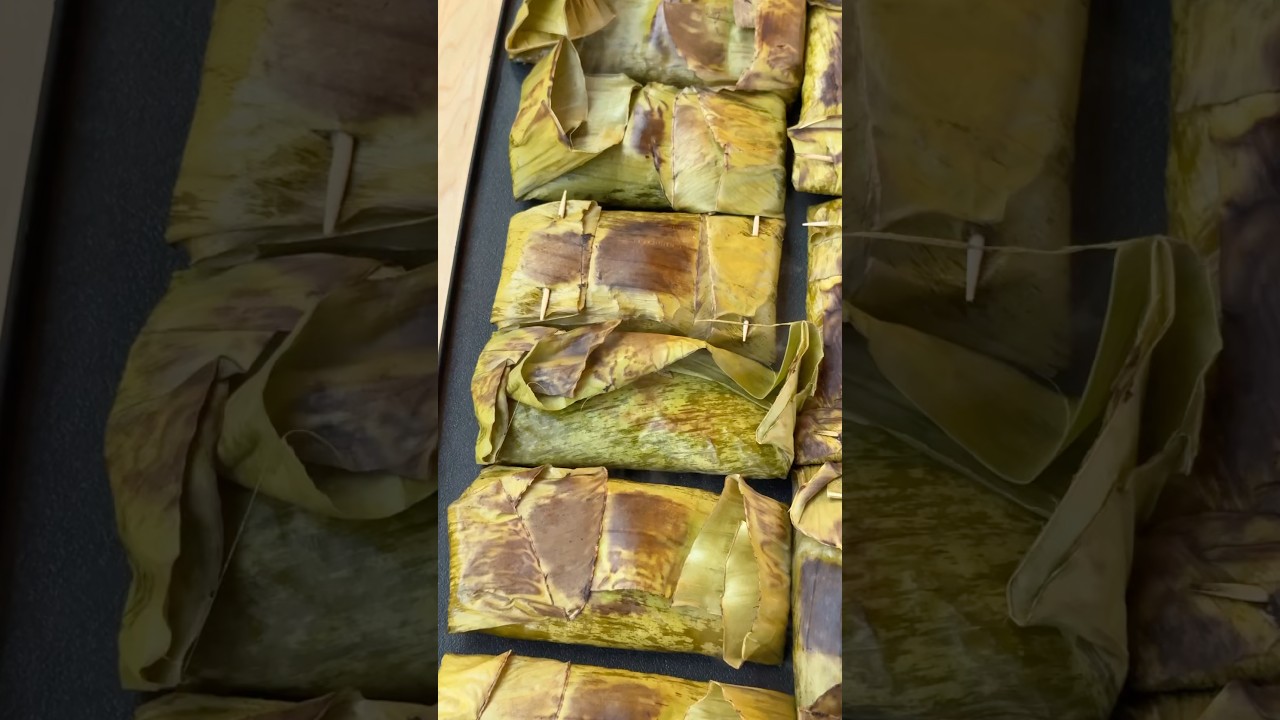 TARO COCONUT STICKY RICE IN BANANA LEAVES