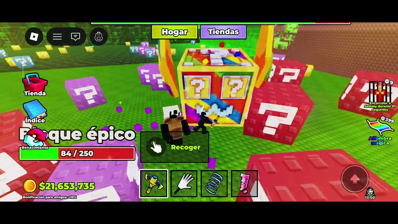 Jugando el evento hacker de rompe un bloque de la suerte con mí amigo feli 🫂🤞🏻🎁