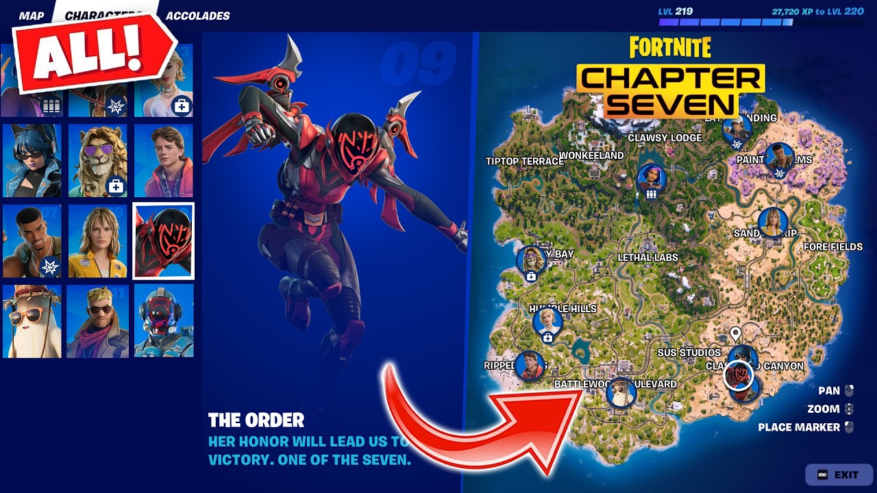 Все 12 мест расположения персонажей в Fortnite, 7 глава, 1 сезон | Обновление &laquo;Семь&raquo;
