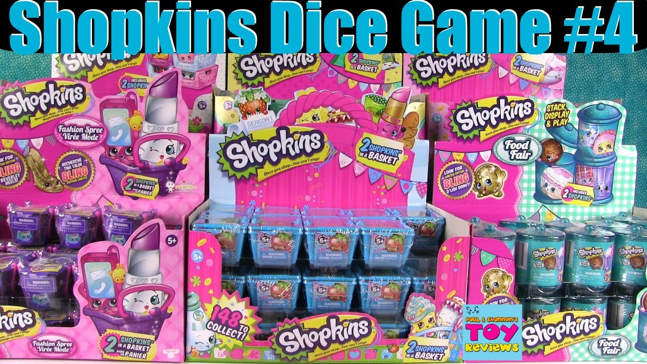 Shopkins Dice Game Opening Season 1 2 3 4 Food Fair Fashion Spree Opening | PSToyReviews