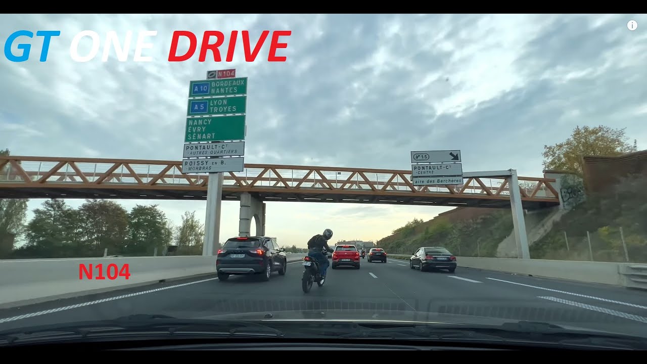 4K60 Driving in France : From VILLEVAUDE to MELUN-Villaroche in N104