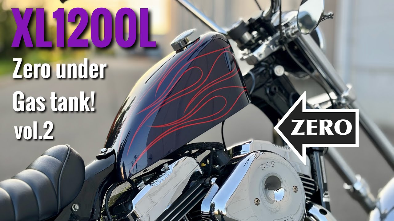 vol.2【2010 XL1200L】インジェクションなのに配線ゼロ！？究極のタンク下配線スッキリ加工。ワンオフチョッパータンクの取り付け。Zero wiring despite injection!
