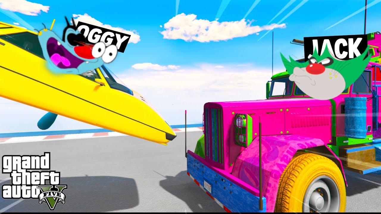 OGGY DOING FUN WITH JACK AND PINKA IN FACE TO FACE CHALLENGE (GTA 5 Funny Moments)