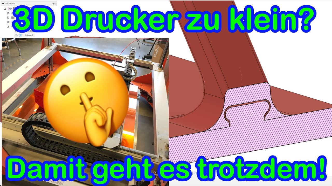 Was tun wenn der 3D Drucker zu klein ist! Fusion 360 Tutorial Deutsch CAD